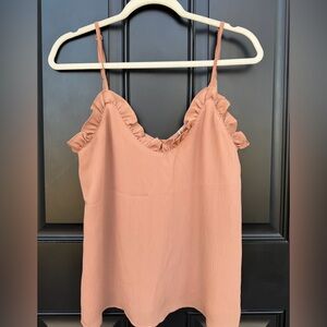 Ruffled Sleeveless Top in Tan